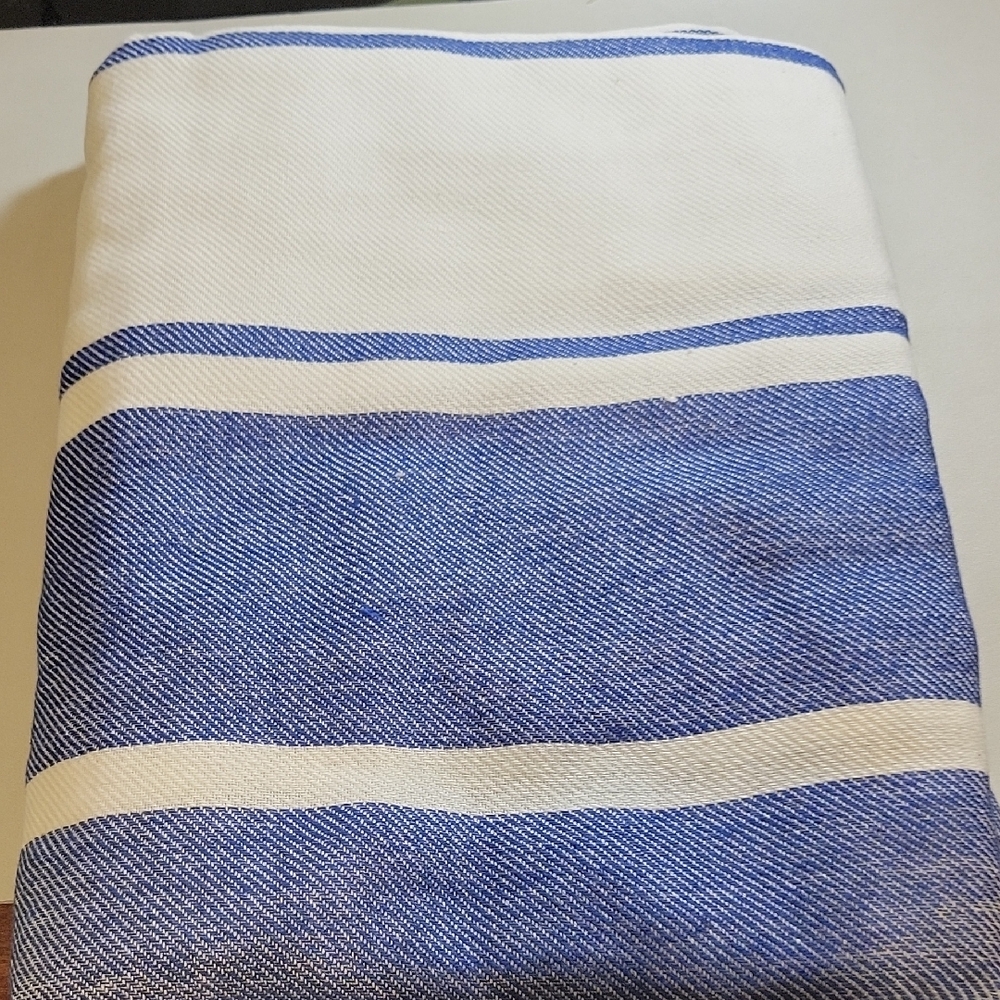 Lancome Blue and Cream Beach Blanket